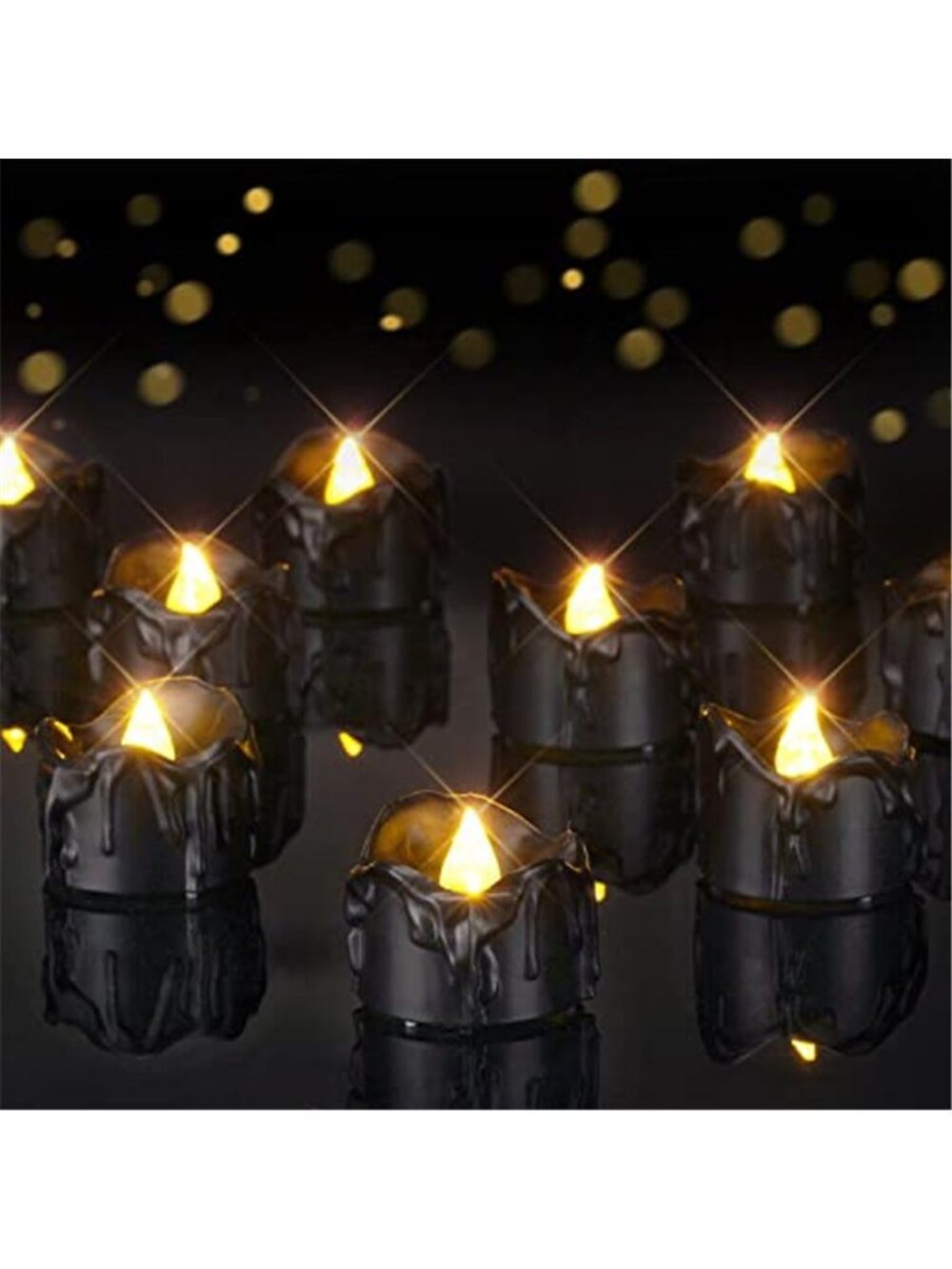 24Pack Halloween Black Dripping Flameless LED Candles,1.58"x 1.2"